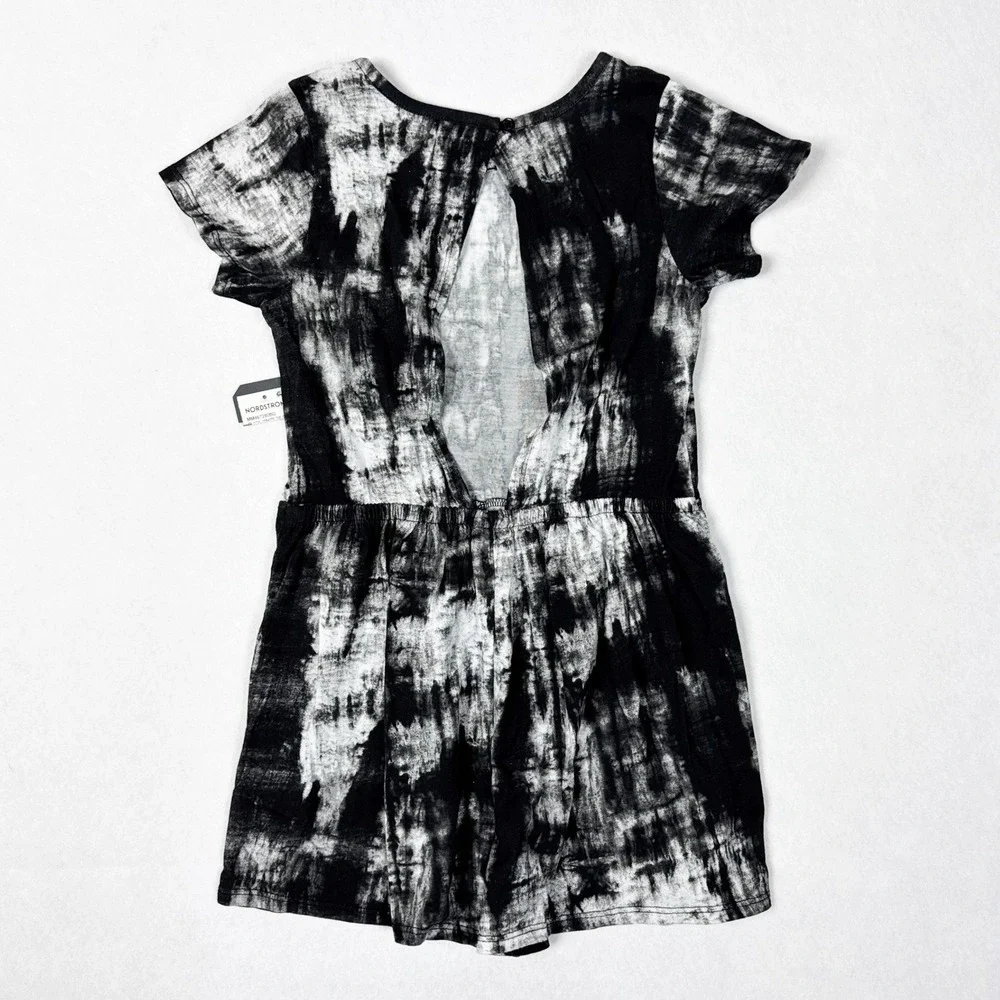 Melrose and Market Tie Dye Romper Girls S 7/8 Black White Short Sleeve One Piece